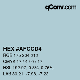 Code couleur: HEX #AFCCD4 | qconv.com