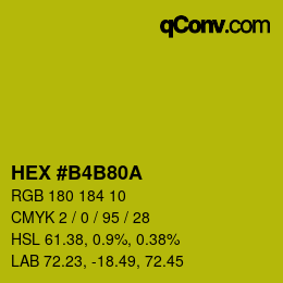 Farbcode: HEX #B4B80A | qconv.com