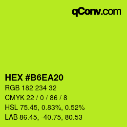 Farbcode: HEX #B6EA20 | qconv.com