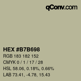 Farbcode: HEX #B7B698 | qconv.com