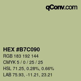 Código de color: HEX #B7C090 | qconv.com