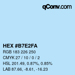 Code couleur: HEX #B7E2FA | qconv.com