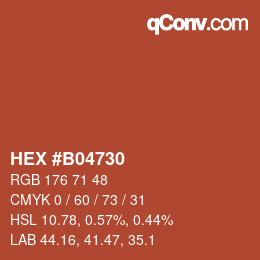 Código de color: HEX #B04730 | qconv.com