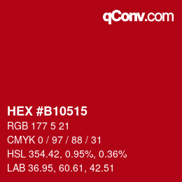 Farbcode: HEX #B10515 | qconv.com