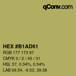 Code couleur: HEX #B1AD61 | qconv.com