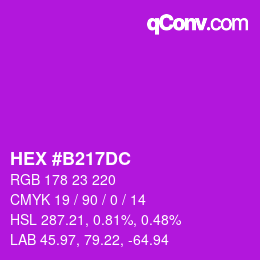 Color code: HEX #B217DC | qconv.com