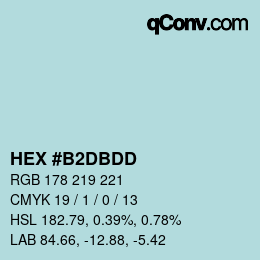 Código de color: HEX #B2DBDD | qconv.com