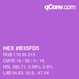 Farbcode: HEX #B35FD5 | qconv.com