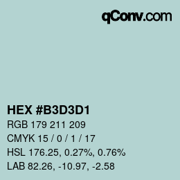 Código de color: HEX #B3D3D1 | qconv.com