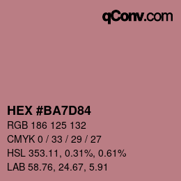 カラーコード: HEX #BA7D84 | qconv.com