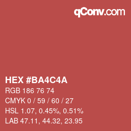 Color code: HEX #BA4C4A | qconv.com