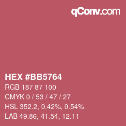 Code couleur: HEX #BB5764 | qconv.com