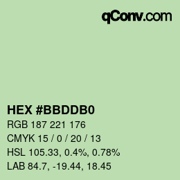 カラーコード: HEX #BBDDB0 | qconv.com