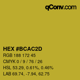 Code couleur: HEX #BCAC2D | qconv.com