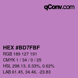 Farbcode: HEX #BD7FBF | qconv.com