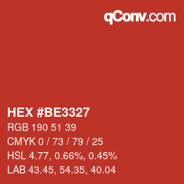 Código de color: HEX #BE3327 | qconv.com