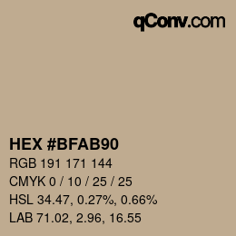 Farbcode: HEX #BFAB90 | qconv.com