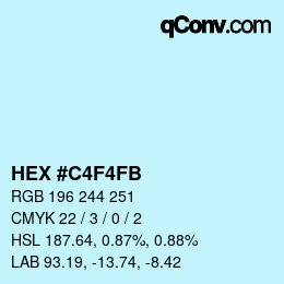 カラーコード: HEX #C4F4FB | qconv.com