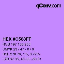 カラーコード: HEX #C588FF | qconv.com