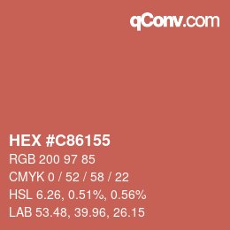 Code couleur: HEX #C86155 | qconv.com