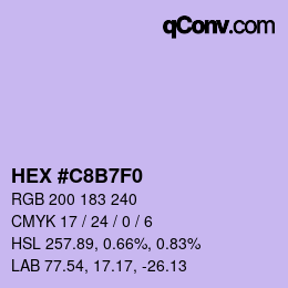 カラーコード: HEX #C8B7F0 | qconv.com