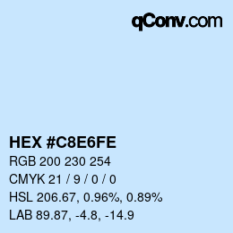 Farbcode: HEX #C8E6FE | qconv.com