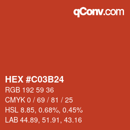 Farbcode: HEX #C03B24 | qconv.com