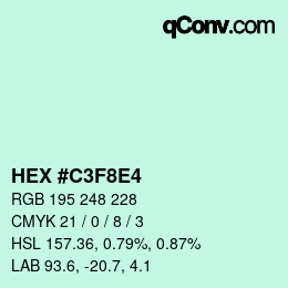 Código de color: HEX #C3F8E4 | qconv.com