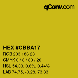 Código de color: HEX #CBBA17 | qconv.com