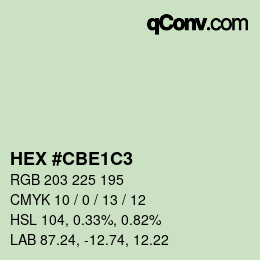 Código de color: HEX #CBE1C3 | qconv.com