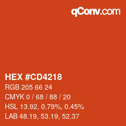 Farbcode: HEX #CD4218 | qconv.com