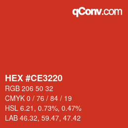 Farbcode: HEX #CE3220 | qconv.com