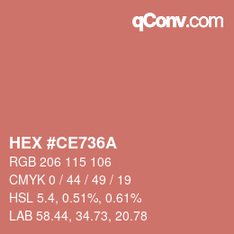 Color code: HEX #CE736A | qconv.com