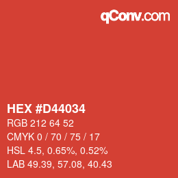 Farbcode: HEX #D44034 | qconv.com