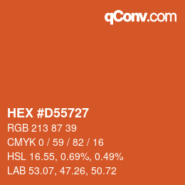 Farbcode: HEX #D55727 | qconv.com