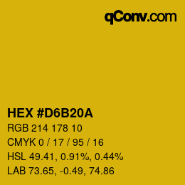 Farbcode: HEX #D6B20A | qconv.com