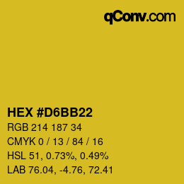 カラーコード: HEX #D6BB22 | qconv.com