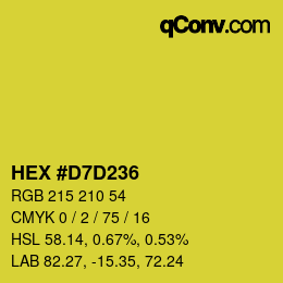 カラーコード: HEX #D7D236 | qconv.com