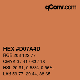 Color code: HEX #D07A4D | qconv.com