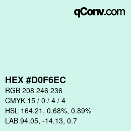 Código de color: HEX #D0F6EC | qconv.com