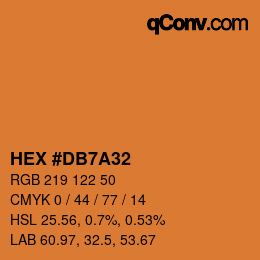 Código de color: HEX #DB7A32 | qconv.com