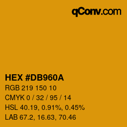 Código de color: HEX #DB960A | qconv.com