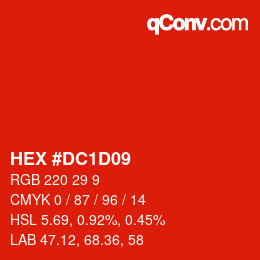 カラーコード: HEX #DC1D09 | qconv.com