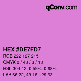 Farbcode: HEX #DE7FD7 | qconv.com