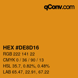 カラーコード: HEX #DE8D16 | qconv.com