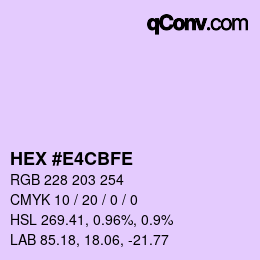 Farbcode: HEX #E4CBFE | qconv.com