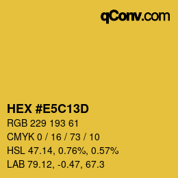 Farbcode: HEX #E5C13D | qconv.com