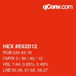 Código de color: HEX #E62D12 | qconv.com