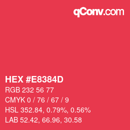 Farbcode: HEX #E8384D | qconv.com