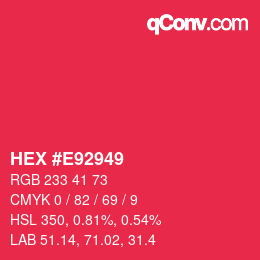 Color code: HEX #E92949 | qconv.com